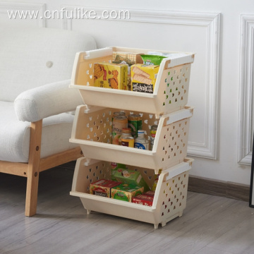 Stacking Plastic Storage Basket Rack Without Cover